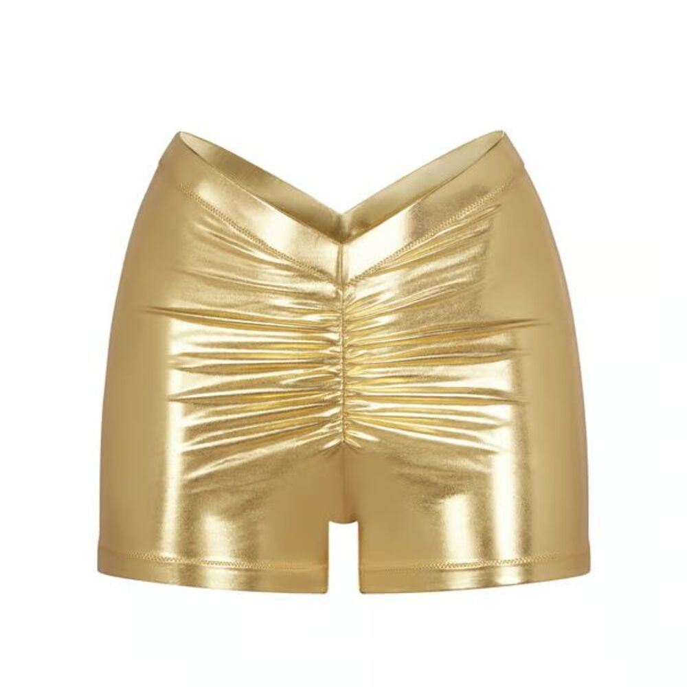 Skims Metallic Swim V Waist Shorts Women Size XXS Gold BO-SHO-2805 NEW NWT
